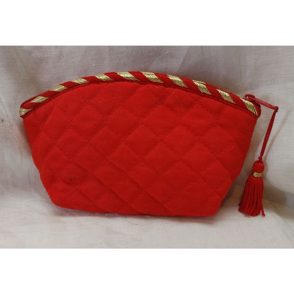 Victoria's Secret Red Quilted Cosmetics Perfume Personal Pouch